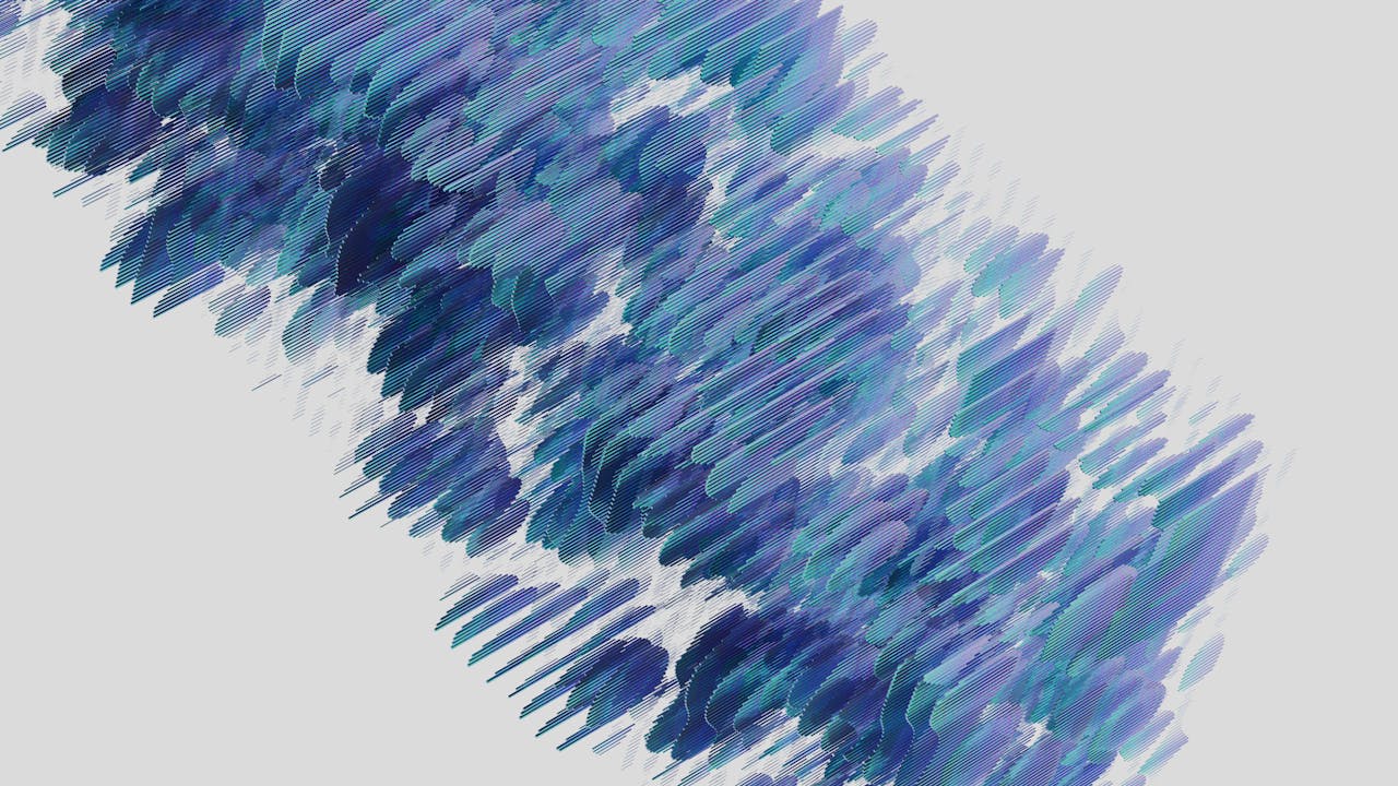 about-01 Dynamic abstract art with blue and purple brush strokes on a light background.